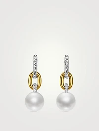 Dy Madison® Pearl Drop Earrings In Sterling Silver With 18k Yellow Gold, 32mm