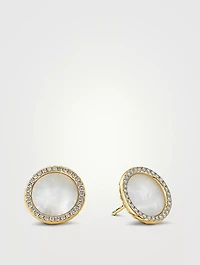 Dy Elements® Stud Earrings In 18k Yellow Gold With Mother Of Pearl And Pavé Diamonds