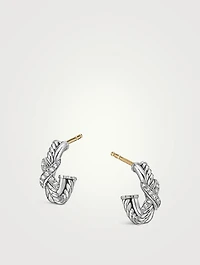 Petite X Hoop Earrings In Sterling Silver With Pavé Diamonds