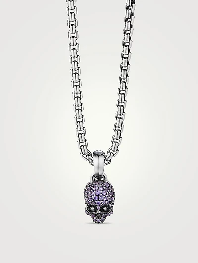 Skull Charm With Full Pavé Purple Sapphires And 18k White Gold