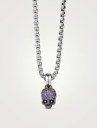 Skull Charm With Full Pavé Purple Sapphires And 18k White Gold