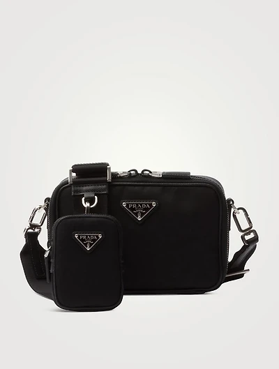 Prada Brique Re-nylon And Saffiano Leather Bag