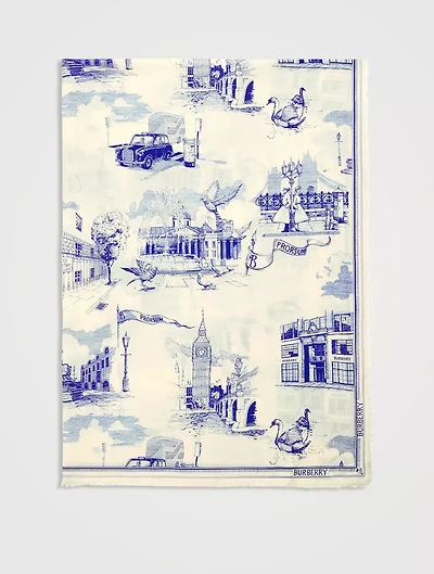 London Landmarks Wool Silk Scarf