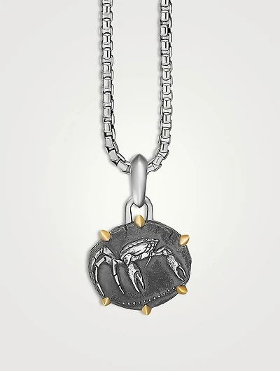 Cancer Amulet In Sterling Silver With 18k Yellow Gold