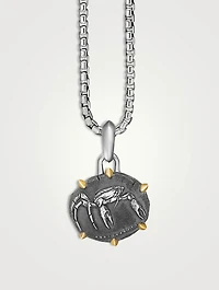 Cancer Amulet In Sterling Silver With 18k Yellow Gold
