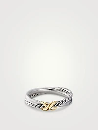 Petite X Ring Sterling Silver With 18k Yellow Gold