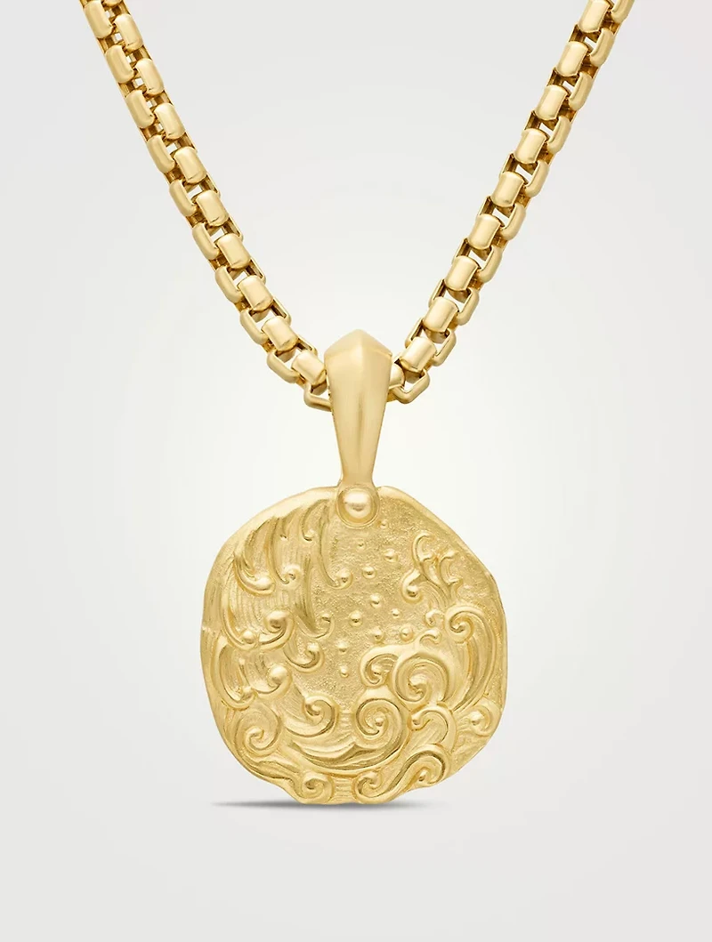 Aquarius Amulet In 18k Yellow Gold, 27mm