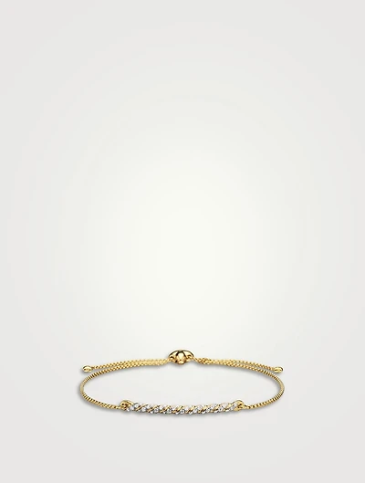 Petite Pavé Station Chain Bracelet In 18k Yellow Gold With Diamonds, 1mm