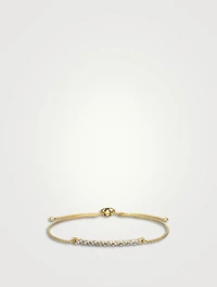 Petite Pavé Station Chain Bracelet In 18k Yellow Gold With Diamonds, 1mm