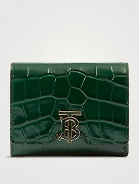 Embossed Leather Tb Compact Wallet