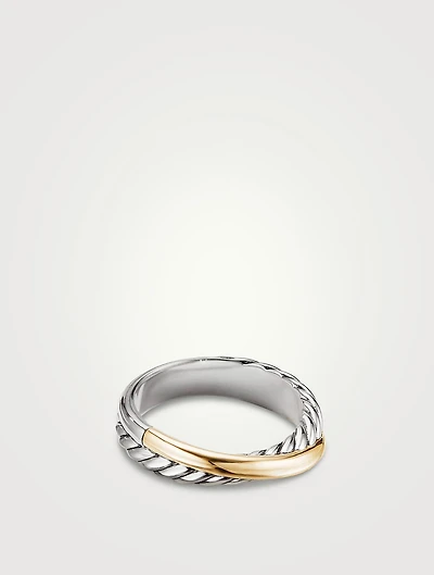 Crossover Band Ring Sterling Silver With 18k Yellow Gold