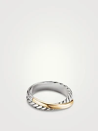 Crossover Band Ring Sterling Silver With 18k Yellow Gold