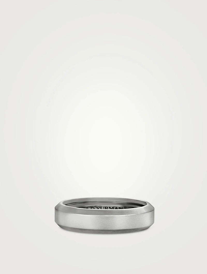 Beveled Band Ring 18k White Gold, 6mm