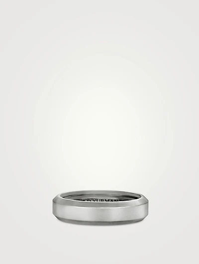 Beveled Band Ring 18k White Gold, 6mm