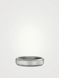 Beveled Band Ring 18k White Gold, 6mm