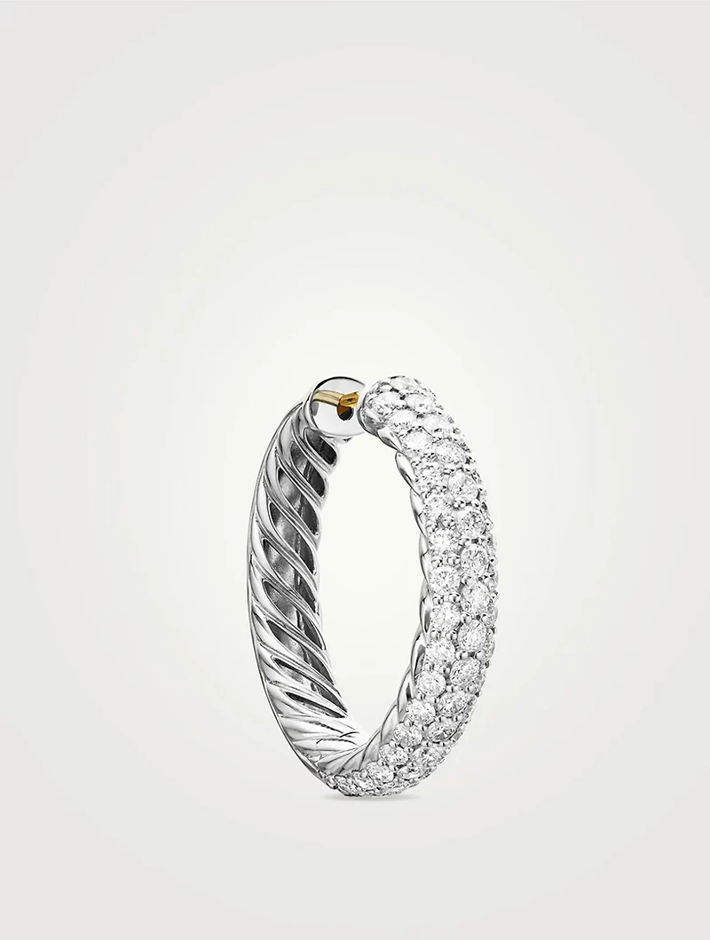 Dy Mercer® Hoop Earrings In Sterling Silver With Diamonds, 25.4mm