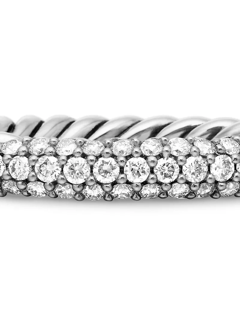 Petite Pavé Stack Ring Sterling Silver With Diamonds, 3mm