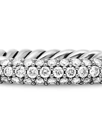 Petite Pavé Stack Ring Sterling Silver With Diamonds, 3mm