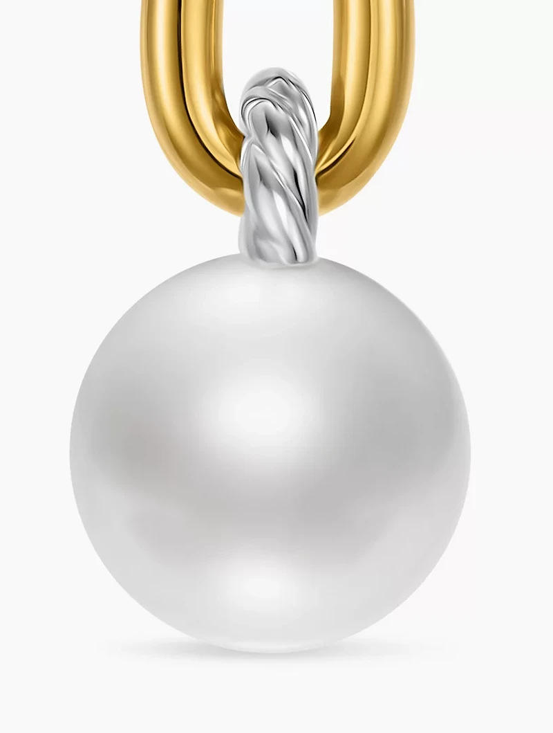 Dy Madison® Pearl Drop Earrings In Sterling Silver With 18k Yellow Gold, 32mm