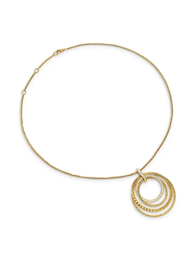 Crossover Trio Pendant Necklace In 18k Yellow Gold With Diamonds