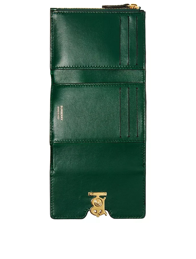 Embossed Leather Tb Compact Wallet