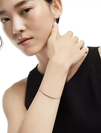 Petite Pavé Station Chain Bracelet In 18k Yellow Gold With Diamonds, 1mm