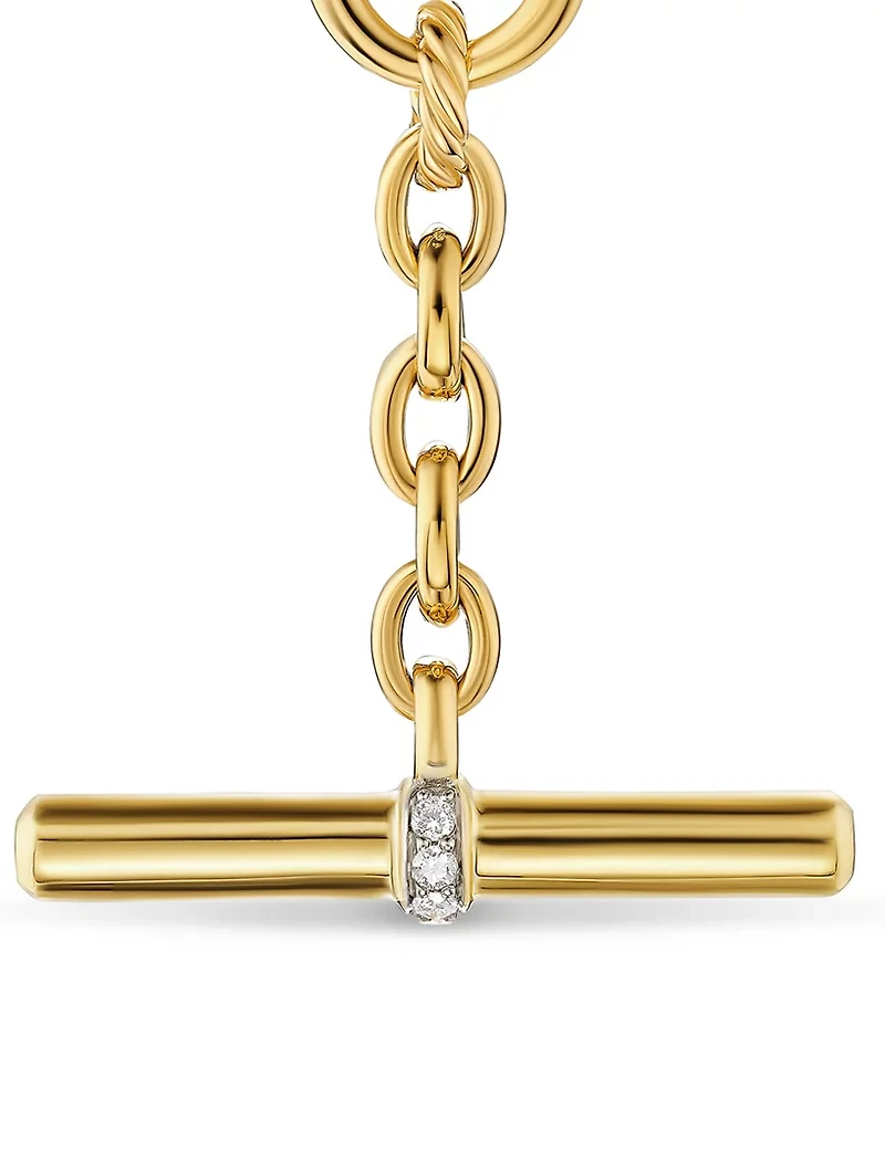 Dy Mercer® Petite Toggle Chain Necklace 18k Yellow Gold With Diamonds, 4.5mm