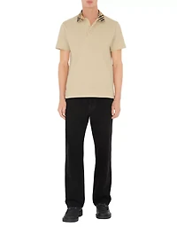Check Collar Cotton Polo Shirt