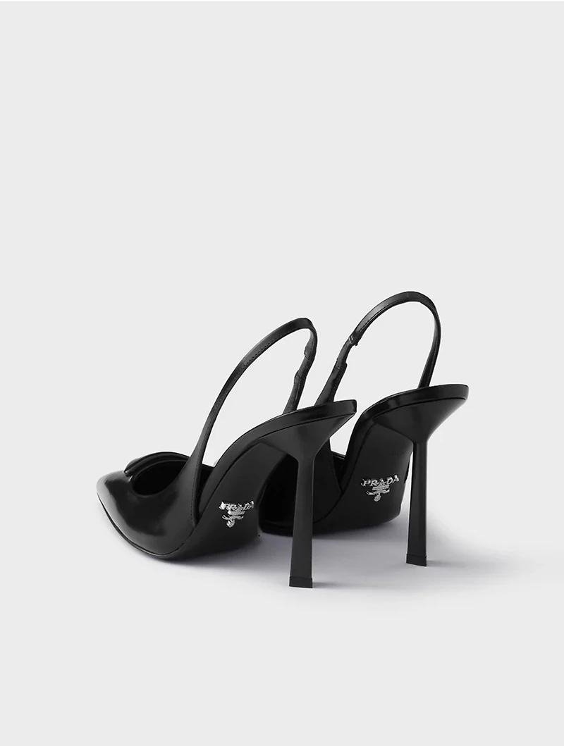 Brushed Leather Slingback Pumps
