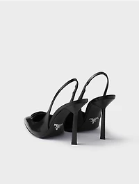 Brushed Leather Slingback Pumps