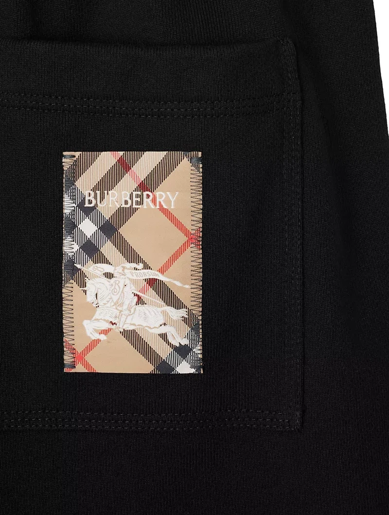 Check Label Cotton Shorts