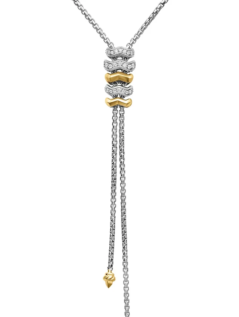 Zig Zag Stax™ Y Necklace In Sterling Silver With 18k Yellow Gold And Diamonds