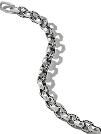 Torqued Faceted Link Bracelet Sterling Silver With Pavé Black Diamonds