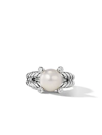Cable Collectibles® Pearl Ring Sterling Silver With Diamonds