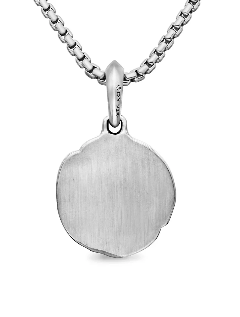 Cairo Falcon Amulet In Sterling Silver With Sapphire And Black Diamonds, 19mm