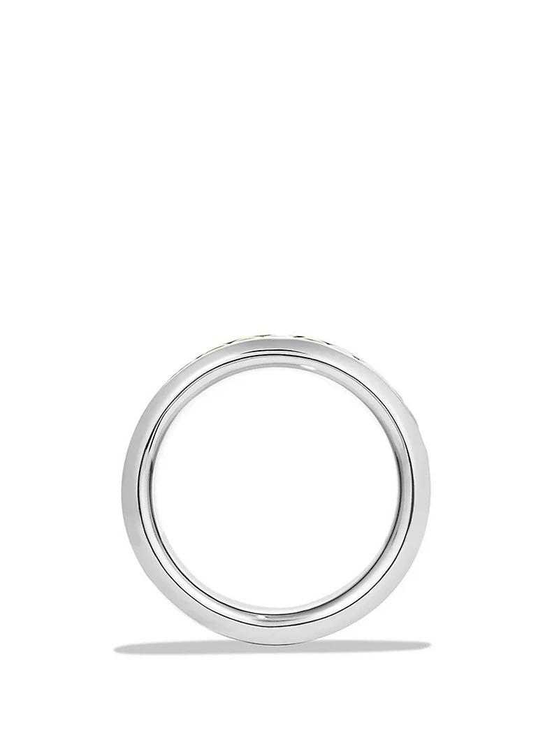Cable Inset Band Ring Sterling Silver With 18k Yellow Gold