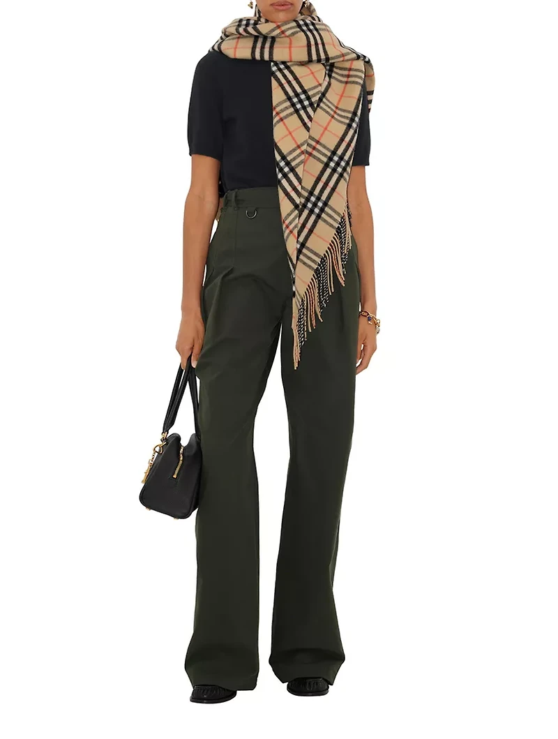 Check Wool Cashmere Cape