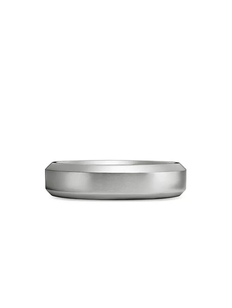 Beveled Band Ring 18k White Gold, 6mm