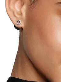 Petite Chatelaine® Pavé Bezel Stud Earrings In Sterling Silver With Morganite And Diamonds, 5mm