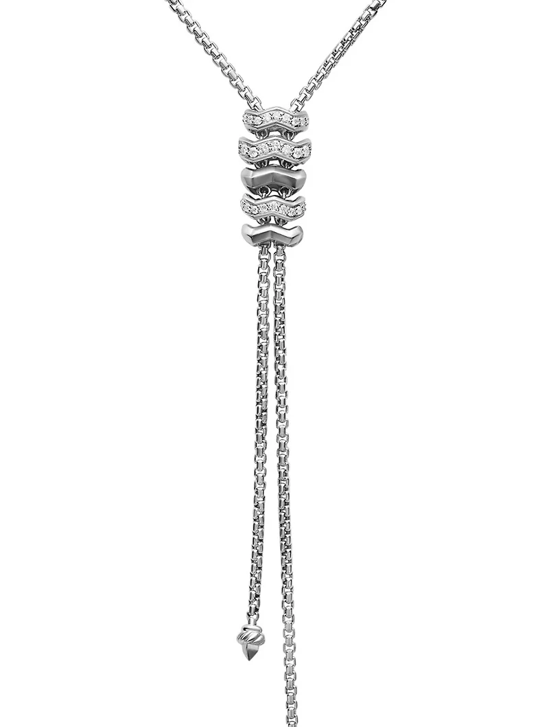 Zig Zag Stax™ Y Necklace In Sterling Silver With Diamonds