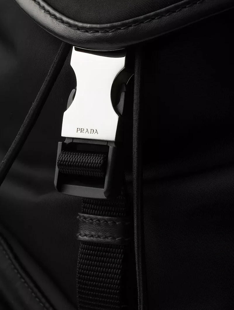 Re-nylon And Leather Backpack