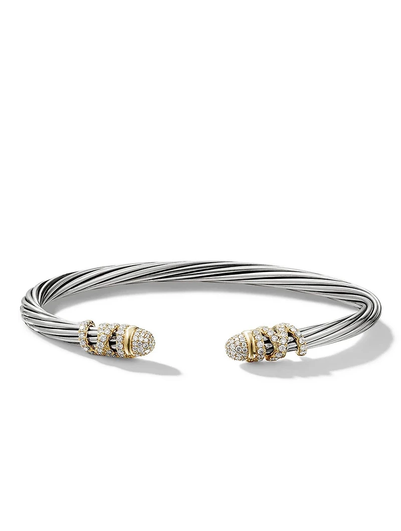 Helena Bracelet Sterling Silver With 18k Yellow Gold And Pavé Diamonds