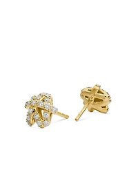 Pavé Crossover Stud Earrings In 18k Yellow Gold With Diamonds, 9mm