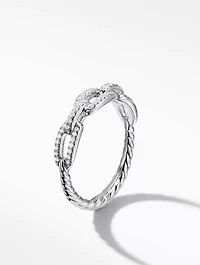 Stax Chain Link Ring 18k White Gold With Pavé Diamonds