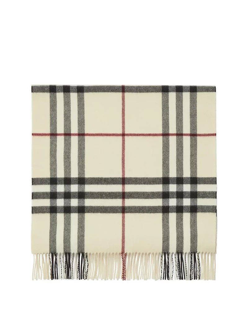 Wide Check Cashmere Scarf
