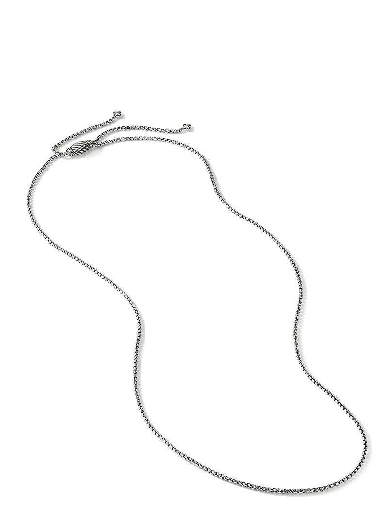 Box Chain Slider Necklace In Sterling Silver, 2.7mm
