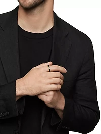 Beveled Band Ring 18k Yellow Gold With Black Titanium, 6mm