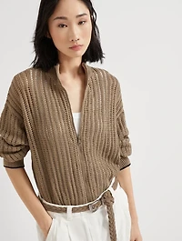 Ribbed Openwork Cardigan