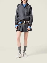 Pinstriped Zipper Blouson Jacket