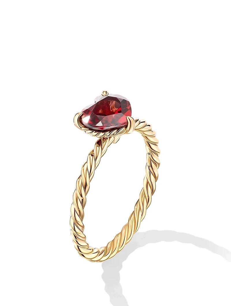 Chatelaine® Heart Ring 18k Yellow Gold With Garnet